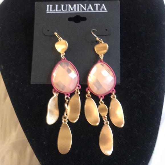 ILLUMINATA  EARRINGS  STEIN MART PINK & GOLD COLOR - Picture 3 of 5